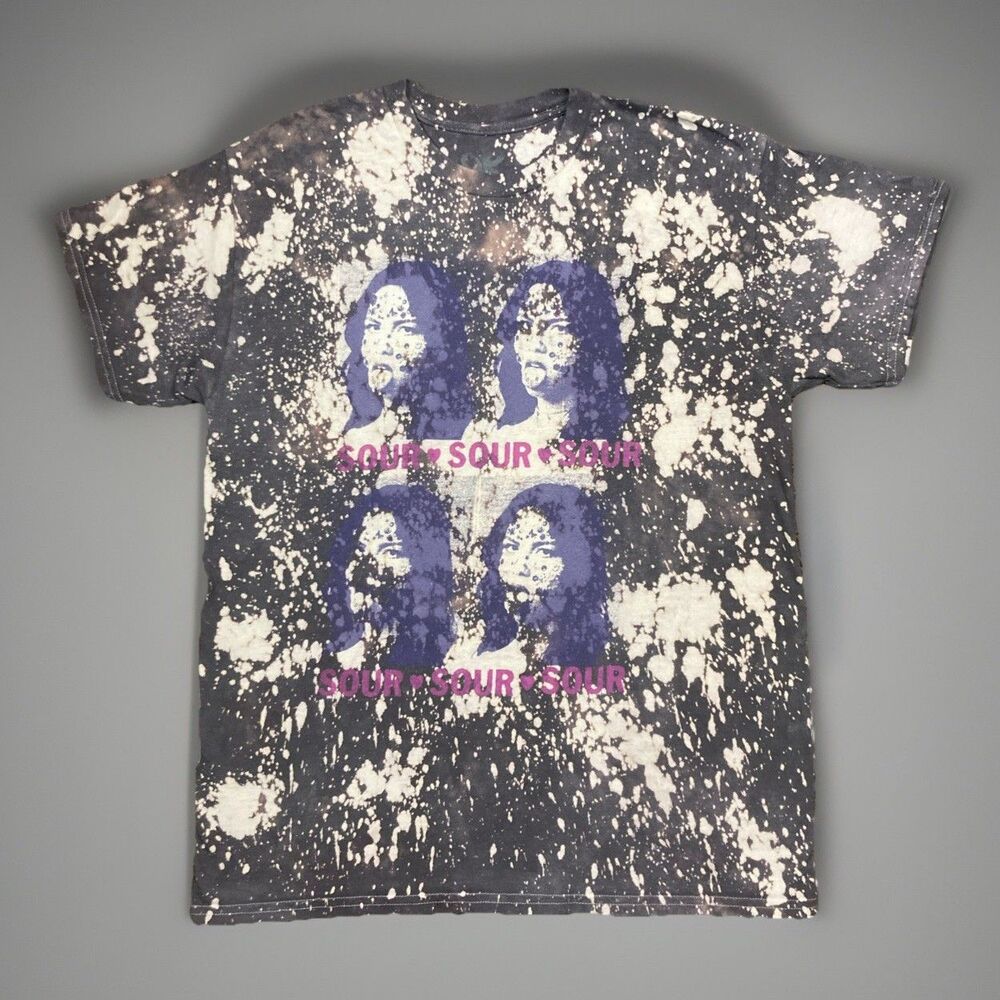 Hot Topic x Olivia Rodrigo Grunge Bleached Dyed Purple Sour Grid T-Shirt XL